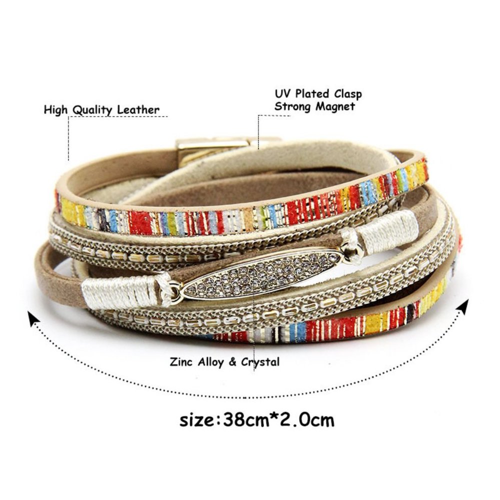 Women's Leather Cord Magnetic Buckle Bracelet - Picture 2 of 2